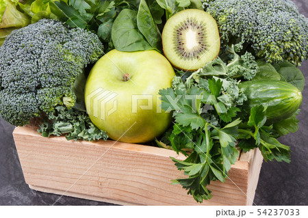 Fresh ripe green fruits with vegetables Fresh ripe green fruits with vegetables 54237033