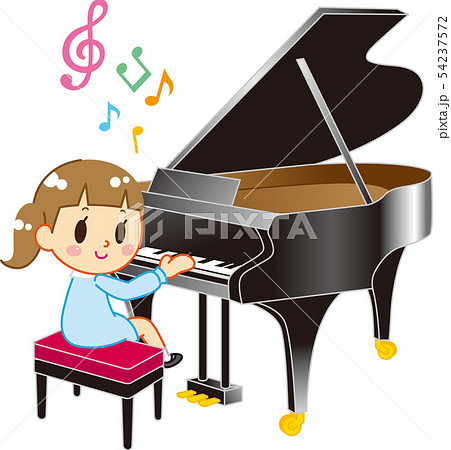 A Girl Playing The Piano Stock Illustration