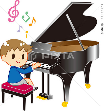 ピアノを弾く男の子のイラスト素材