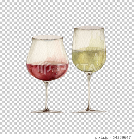 赤ワインと白ワインのグラス イラスト 水彩 赤ワインと白ワインのグラス イラスト 水彩 54239647