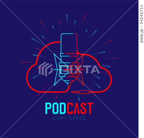 Microphone logo icon outline stroke with Cloud 54242711