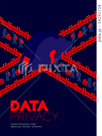 Data privacy concept, man pictogram transfer data 54242738