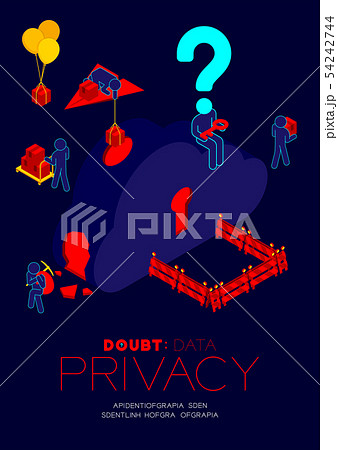 Doubt data privacy problem concept, man pictogram 54242744