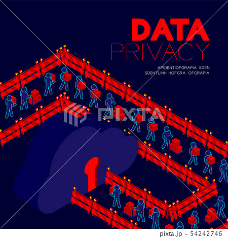Data privacy concept, man pictogram transfer data Data privacy concept, man pictogram transfer data 54242746