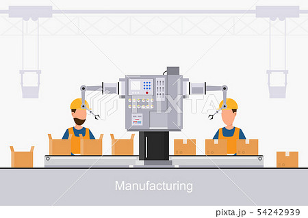 Smart Industrial Factory In A Flat Style Withのイラスト素材