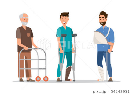 Set of sick people feeling unwell, broken arm and 54242951