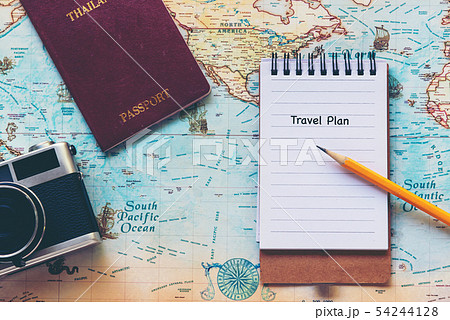 Top view of Traveler notepad for planning travel Top view of Traveler notepad for planning travel 54244128