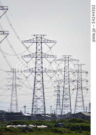 埼玉県　田舎の風景　送電線 54244502