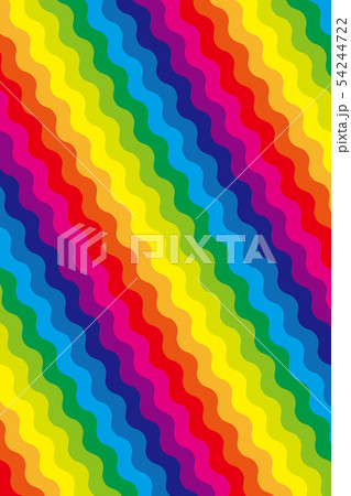 背景素材壁紙 ベクター 波の模様 虹 レインボーカラー 無料 フリーサイズ ウエーブ 楽しいイメージのイラスト素材