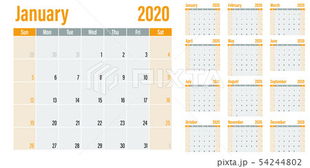 Calendar planner 2020 template vector illustration Calendar planner 2020 template vector illustration 54244802