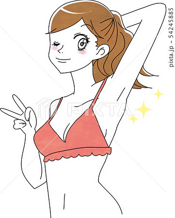 脇脱毛 施術後 女性 イラスト 54245885
