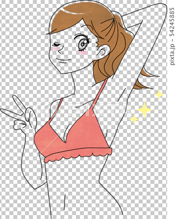 脇脱毛 施術後 女性 イラスト 54245885