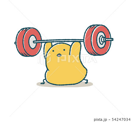 Flappy Chick Weightlifting Stock Illustration
