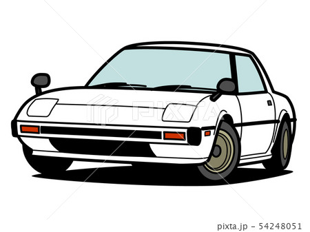 国産ヒストリックスポーツカー　白色　自動車イラスト 54248051