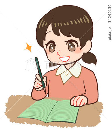 ノートをとる子ども　グリーンノート 54249150