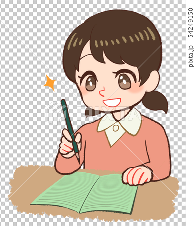 ノートをとる子ども　グリーンノート 54249150