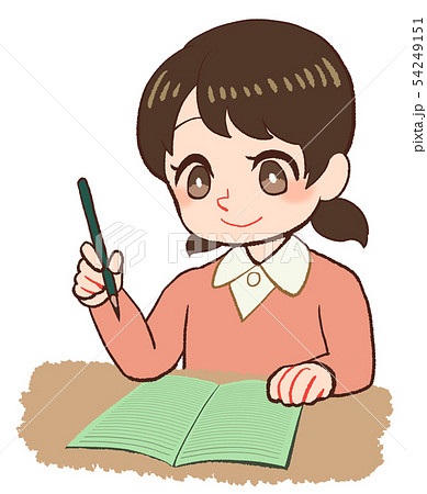 ノートをとる子ども　グリーンノート 54249151
