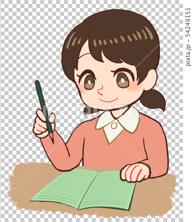 ノートをとる子ども　グリーンノート 54249151