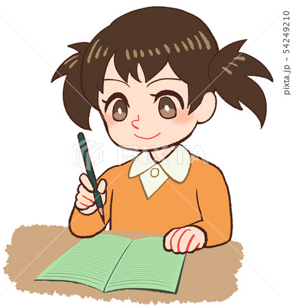 ノートをとる子ども　グリーンノート 54249210