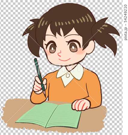 ノートをとる子ども　グリーンノート 54249210