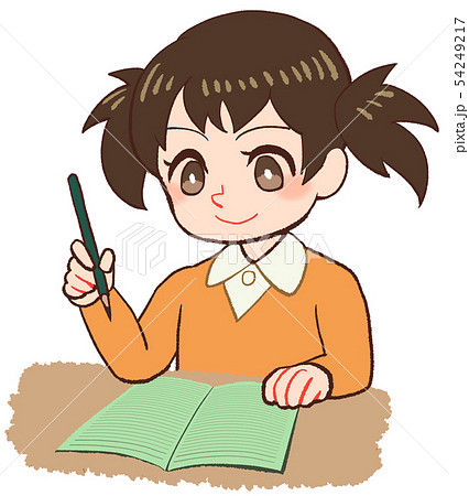 ノートをとる子ども　グリーンノート 54249217