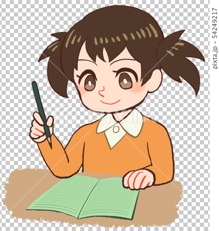 ノートをとる子ども　グリーンノート 54249217