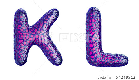Realistic 3D letters set K, L made of purple plastic. Realistic 3D letters set K, L made of purple plastic. 54249512