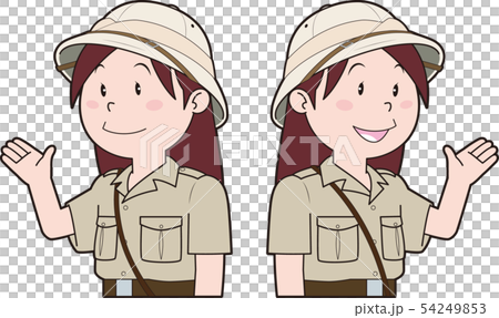 サファリルックの女性のイラスト素材