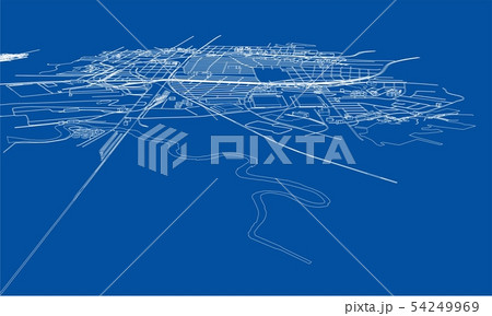 Outline city concept. Wire-frame style 54249969