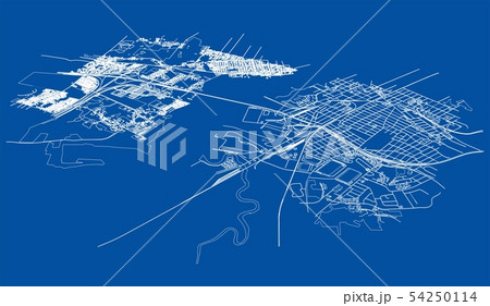 Outline city concept. Wire-frame style Outline city concept. Wire-frame style 54250114