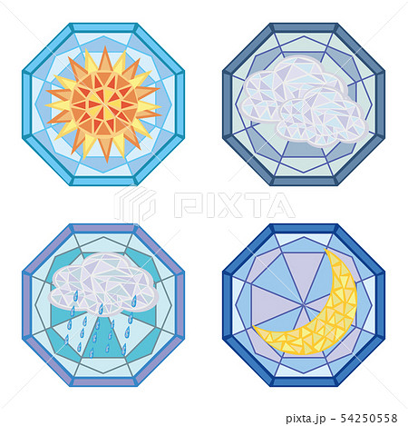 ステンドグラス風 天候4セット01のイラスト素材