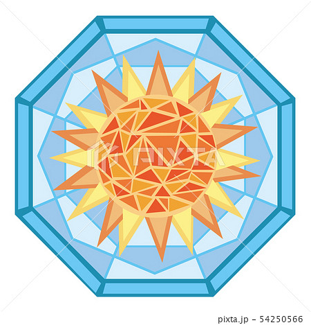 ステンドグラス風 太陽アイコン02のイラスト素材