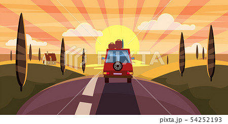 Summer trip vector illustration. Car trip to camp Summer trip vector illustration. Car trip to camp 54252193