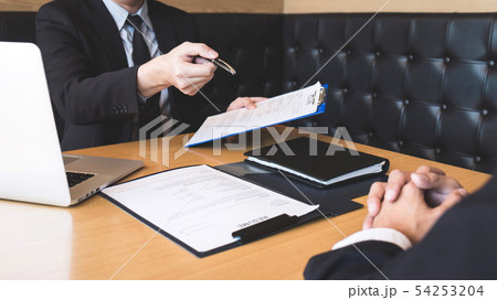 Employer arriving for a job interview, businessman 54253204