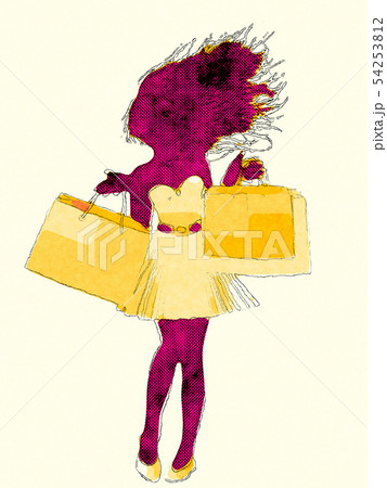 Shopping girl halftone silhouette 54253812