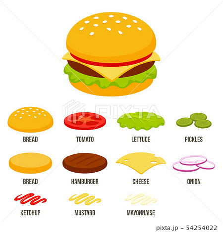 Cartoon Isometric Burger Iconのイラスト素材