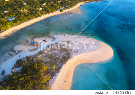 Aerial view of the fishing boats on tropical sea Aerial view of the fishing boats on tropical sea 54255865