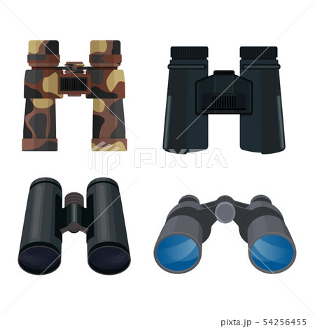 Binoculars vector optical equipment spyglass optics look-see looking far view illustration set of 54256455