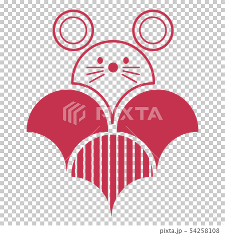 年賀状　ネズミ　令和二年　模様　赤 54258108