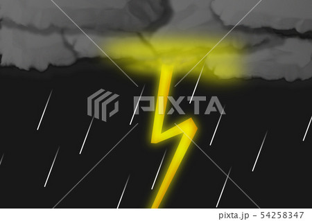 雷と豪雨のイラスト 54258347