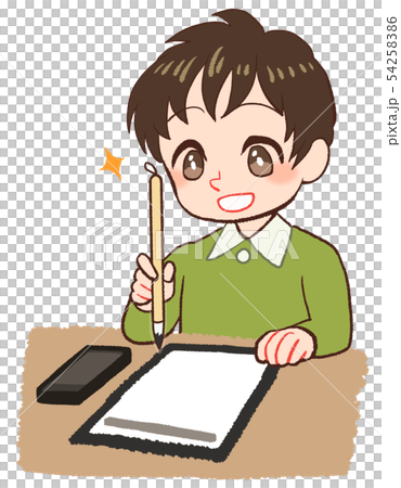 習字をする子どものイラスト素材