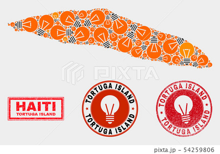 Illumination Lamp Collage Tortuga Island of Haiti Map and Textured Seals Illumination Lamp Collage Tortuga Island of Haiti Map and Textured Seals 54259806