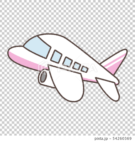 ピンクの柄の飛行機のイラスト素材