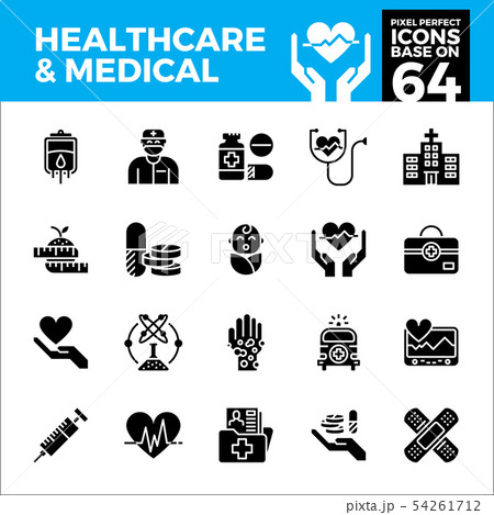 Healthcare and medical pixel perfect icons 54261712