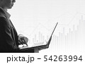 Business man using laptop in stock market 54263994