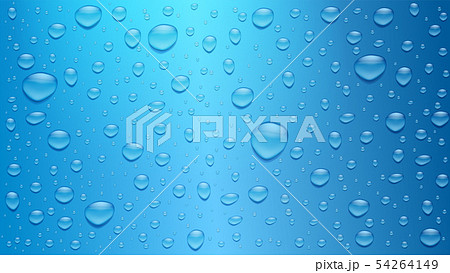 Water drops on blue background. Three dimensional Water drops on blue background. Three dimensional 54264149