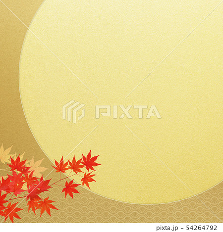 背景 和 和風 和柄 金箔 月 紅葉のイラスト素材