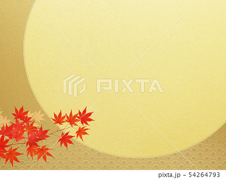背景-和-和風-和柄-金箔-月-紅葉 背景-和-和風-和柄-金箔-月-紅葉 54264793