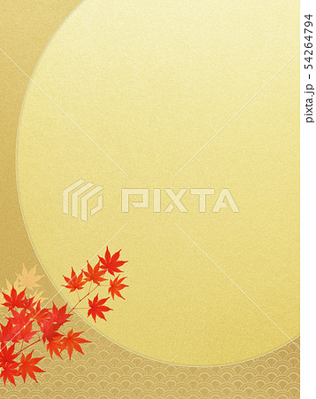 背景-和-和風-和柄-金箔-月-紅葉 54264794