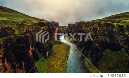Unique landscape of Fjadrargljufur in Iceland. 54265086